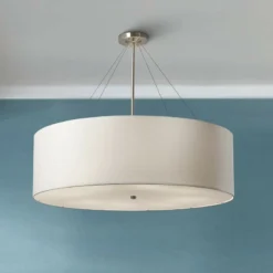 Textile™ Classic 36"W Nickel White Drum Pendant Light