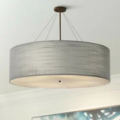 Textile™ Classic 48"W Bronze Gray Drum Pendant Light