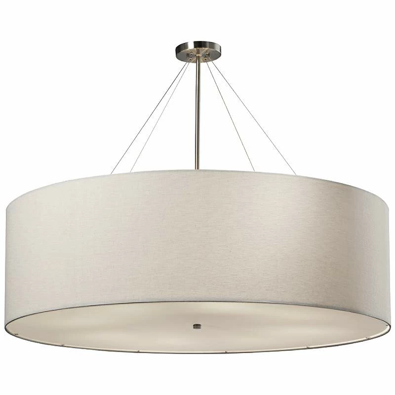 Textile™ Classic 48"W Nickel White Drum Pendant Light 4 Textile™ Classic 48"W Nickel White Drum Pendant Light - Image 2