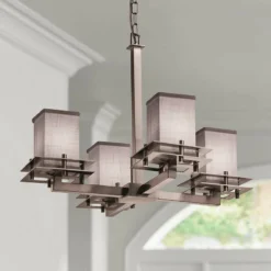Textile™ 25" Wide Nickel Gray 4-Light LED Chandelier
