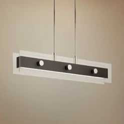 Tig 34" Wide Walnut Wood LED Kitchen Island Light Chandelier