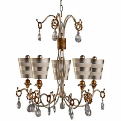 Tivoli 30"W Cream Patina Striped Silver 5-Light Chandelier