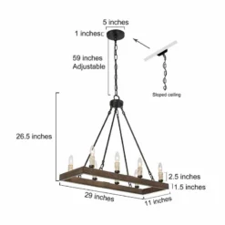 Tolon 29"W Faux Wood Grain Bronze 8-Light Island Chandelier -Outlet The Radiantix Store tolon 29 inchw faux wood grain bronze 8 light island chandelier 615p5views4