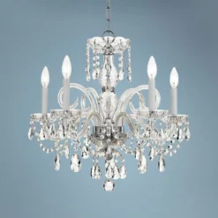 Traditional Crystal 22" Wide Chrome 5-Light Chandelier