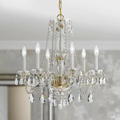 Traditional Crystal 23"W Polished Brass 6-Light Chandelier