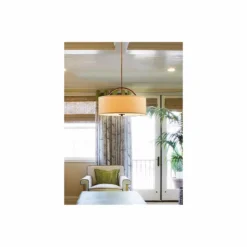 Halsted 20" Wide Linen Shade And Brushed Bronze Pendant Light
