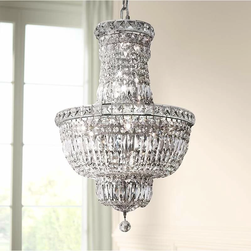 Tranquil 18" Wide Chrome And Clear Crystal 3-Tier Chandelier 3 Tranquil 18" Wide Chrome And Clear Crystal 3-Tier Chandelier
