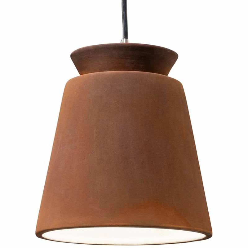 Trapezoid 7 3/4" Wide Real Rust Ceramic LED Mini Pendant Light 3 Trapezoid 7 3/4" Wide Real Rust Ceramic LED Mini Pendant Light