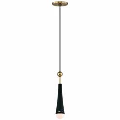 Tupelo 2 1/2" Wide Aged Brass And Black LED Mini Pendant -Outlet The Radiantix Store tupelo 2 and one half inch wide aged brass and black led mini pendant 21h75views1