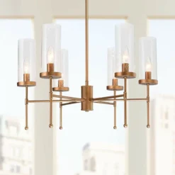 Uolin 23" Wide Gold 6-Light Linear Chandelier