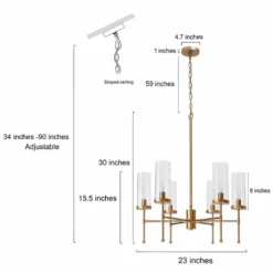 Uolin 23" Wide Gold 6-Light Linear Chandelier -Outlet The Radiantix Store uolin 23 inch wide gold 6 light linear chandelier 206e3views5
