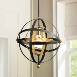 Uttermost Rondure 15" Wide Bronze And Brass Orb Pendant