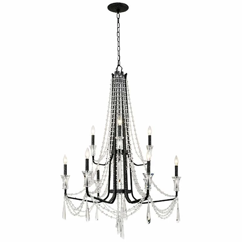 Varaluz Barcelona 34 1/2"W Onyx Crystal 9-Light Chandelier 6 Varaluz Barcelona 34 1/2"W Onyx Crystal 9-Light Chandelier - Image 4