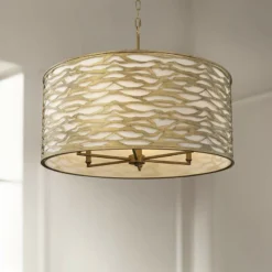 Varaluz Casa Kato 30" Wide Havana Gold 6-Light Drum Pendant