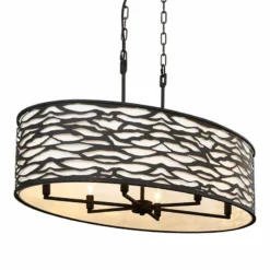Varaluz Casa Kato 36" Wide Carbon Black 6-Light Oval Pendant