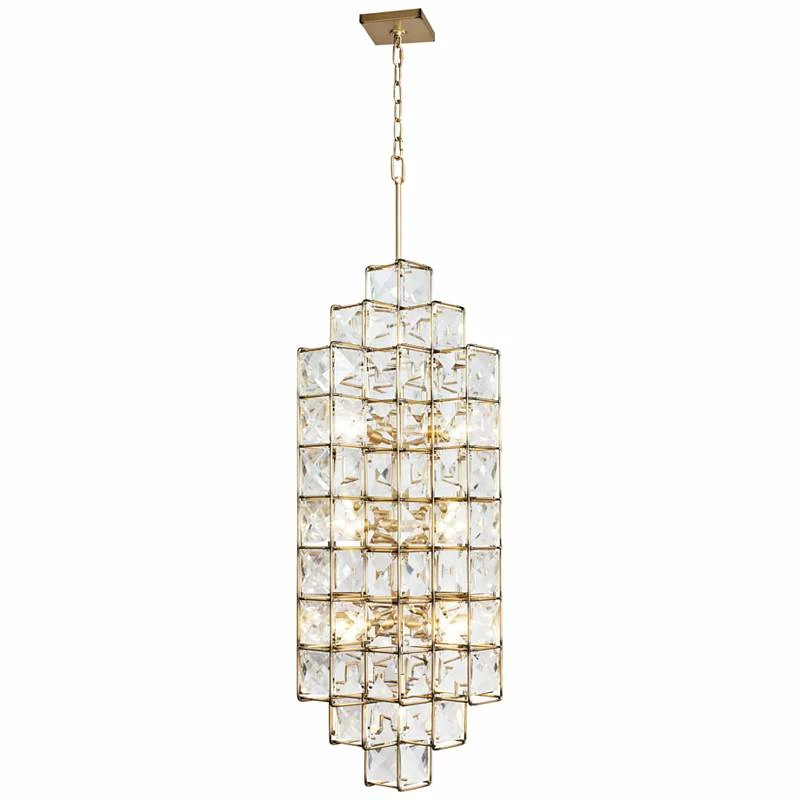 Varaluz Cubic 18 1/2"W Calypso Gold W/ Crystal Foyer Pendant 4 Varaluz Cubic 18 1/2"W Calypso Gold W/ Crystal Foyer Pendant - Image 2