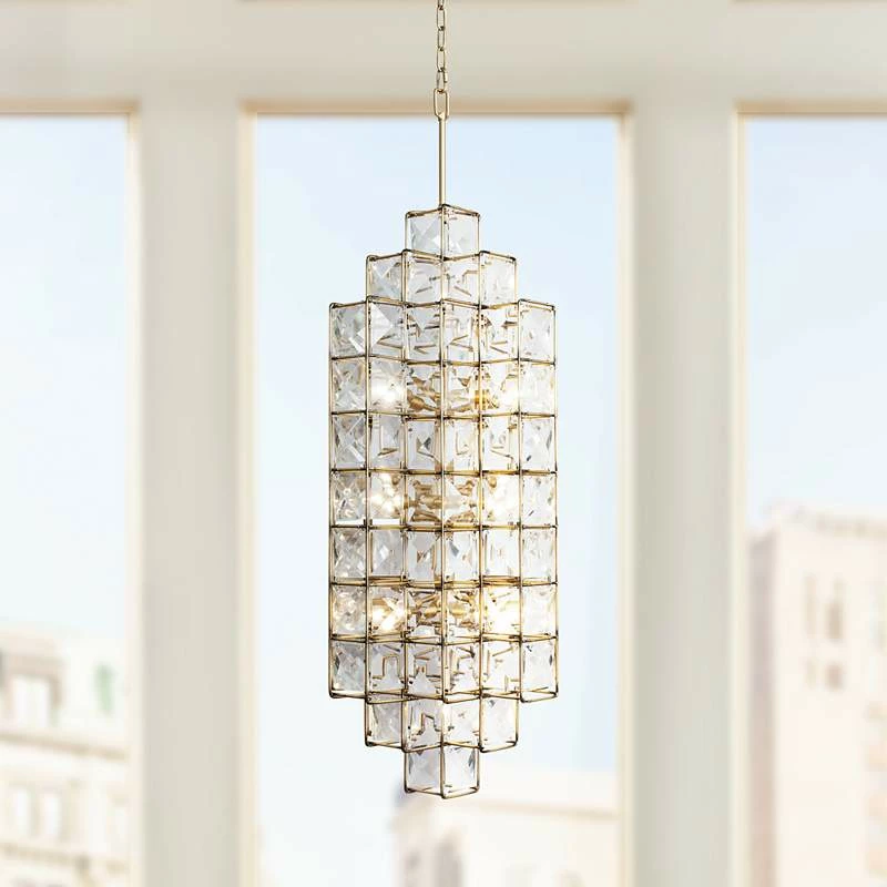 Varaluz Cubic 18 1/2"W Calypso Gold W/ Crystal Foyer Pendant 3 Varaluz Cubic 18 1/2"W Calypso Gold W/ Crystal Foyer Pendant