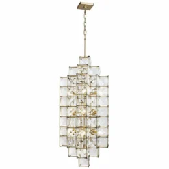 Varaluz Cubic 18 1/2"W Calypso Gold W/ Crystal Foyer Pendant 8 Varaluz Cubic 18 1/2"W Calypso Gold W/ Crystal Foyer Pendant -Outlet The Radiantix Store varaluz cubic 18 and one half inchw calypso gold w crystal foyer pendant 69p47views1