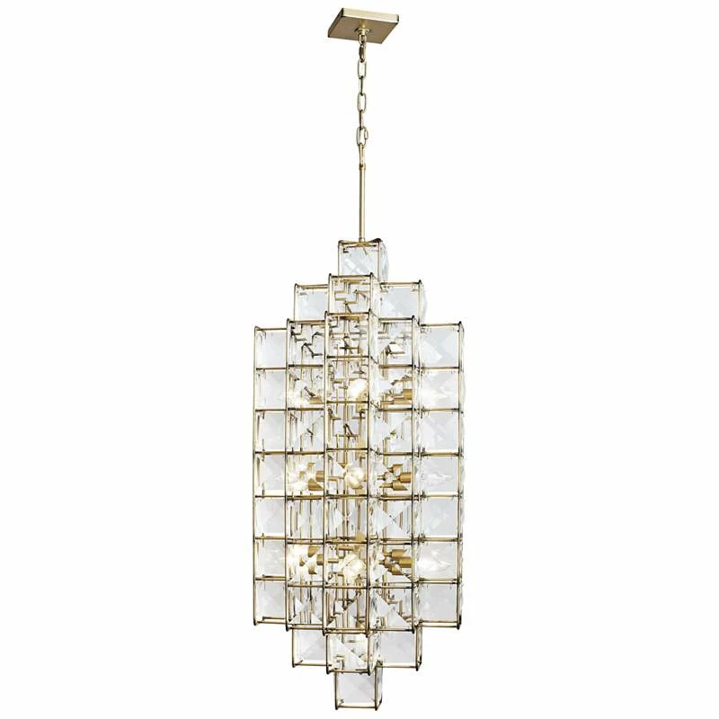 Varaluz Cubic 18 1/2"W Calypso Gold W/ Crystal Foyer Pendant 5 Varaluz Cubic 18 1/2"W Calypso Gold W/ Crystal Foyer Pendant - Image 3