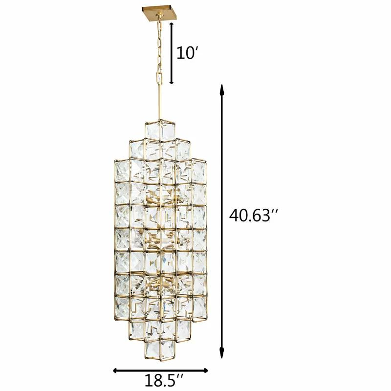 Varaluz Cubic 18 1/2"W Calypso Gold W/ Crystal Foyer Pendant 6 Varaluz Cubic 18 1/2"W Calypso Gold W/ Crystal Foyer Pendant - Image 4