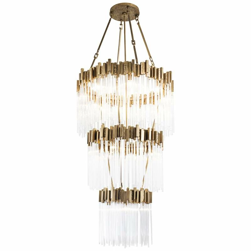 Varaluz Matrix 30"W Havana Gold And Fluted Glass Chandelier 4 Varaluz Matrix 30"W Havana Gold And Fluted Glass Chandelier - Image 2