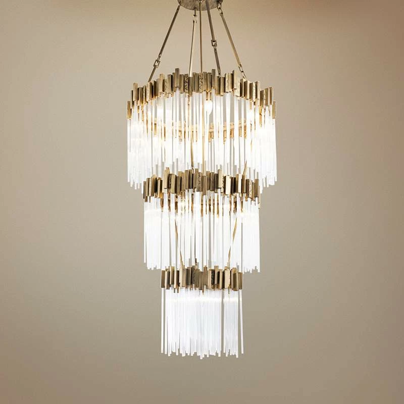 Varaluz Matrix 30"W Havana Gold And Fluted Glass Chandelier 3 Varaluz Matrix 30"W Havana Gold And Fluted Glass Chandelier