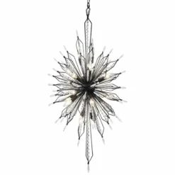 Varaluz Orbital 24" Black And Crystal 20-Light Modern Foyer Chandelier