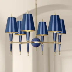 Jonathan Adler Versailles 36 3/4"W Navy Lacquer And Navy Shade Chandelier