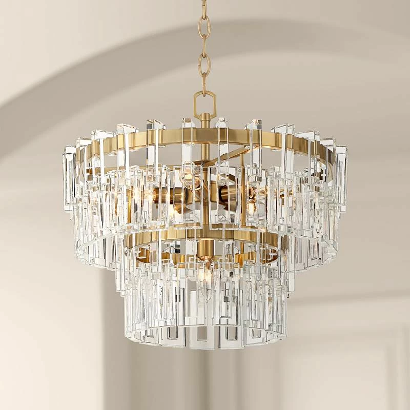 Vienna Full Spectrum Luxum 18 3/4" Brass And Crystal Pendant Light 4 Vienna Full Spectrum Luxum 18 3/4" Brass And Crystal Pendant Light - Image 2