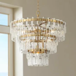 Vienna Full Spectrum Luxum 23 1/2" Brass 8-Light Crystal Chandelier