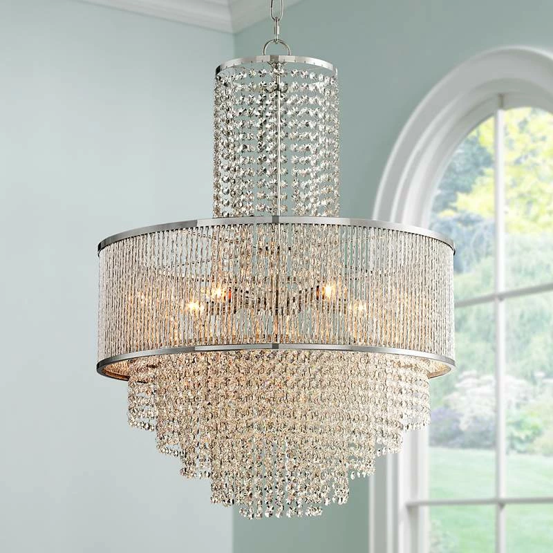 Vienna Full Spectrum Pioggia Chrome 23 1/2" Wide Crystal Chandelier 4 Vienna Full Spectrum Pioggia Chrome 23 1/2" Wide Crystal Chandelier - Image 2