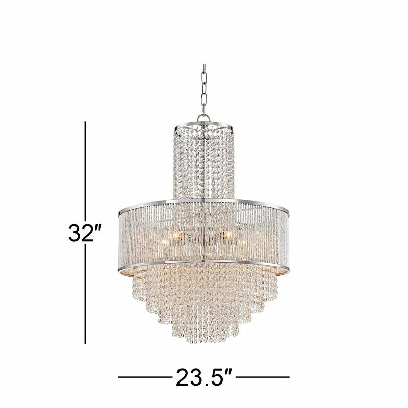 Vienna Full Spectrum Pioggia Chrome 23 1/2" Wide Crystal Chandelier 8 Vienna Full Spectrum Pioggia Chrome 23 1/2" Wide Crystal Chandelier - Image 6