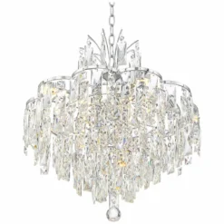 Villette 20 1/4" Wide Chrome And Crystal LED Pendant Light -Outlet The Radiantix Store villette 20 and one quarter inch wide chrome and crystal led pendant light 39j68views1