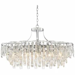 Villette 31 1/2" Wide Chrome And Crystal Oval Chandelier -Outlet The Radiantix Store villette 31 and one half inch wide chrome and crystal oval chandelier 78n52