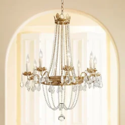 Troy Viola 27 1/2" Wide Distressed Gold Leaf Chandelier