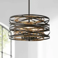 Vortic Flow 16"W Dark Bronze And Mosaic Gold 5-Light Pendant