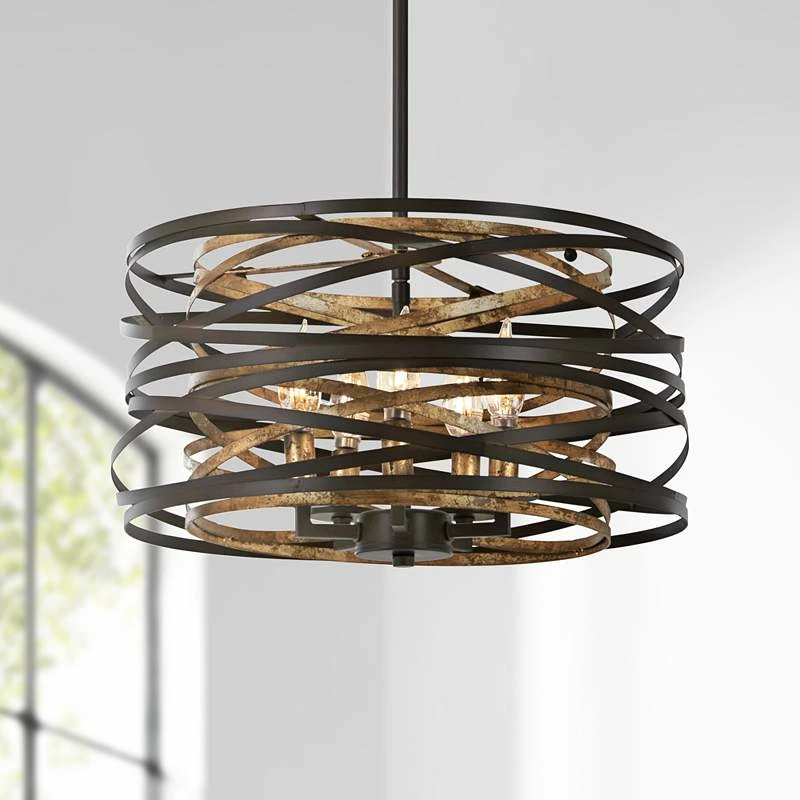 Vortic Flow 16"W Dark Bronze And Mosaic Gold 5-Light Pendant 3 Vortic Flow 16"W Dark Bronze And Mosaic Gold 5-Light Pendant