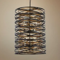 Vortic Flow 21" Wide Dark Bronze And Gold 10-Light Pendant