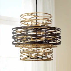 Vortic Flow 30" Wide Dark Bronze And Gold 18-Light Chandelier