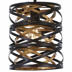 Vortic Flow 8 1/2"W Dark Bronze And Mosaic Gold Mini Pendant -Outlet The Radiantix Store vortic flow 8 and one half inchw dark bronze and mosaic gold mini pendant 58j95views1