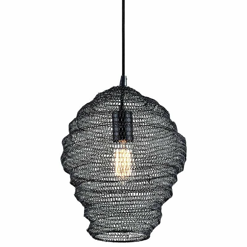 Troy Wabi Sabi 13" Wide Black Pendant Light W/ Black Iron Mesh Shade 4 Troy Wabi Sabi 13" Wide Black Pendant Light W/ Black Iron Mesh Shade - Image 2