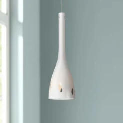 White Glass 4 1/4"W Brushed Steel Low Voltage Mini Pendant