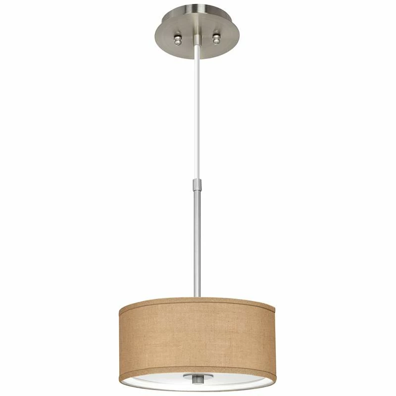 Woven Burlap 10 1/4" Wide Mini Pendant 3 Woven Burlap 10 1/4" Wide Mini Pendant