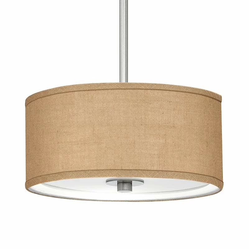 Woven Burlap 10 1/4" Wide Mini Pendant 4 Woven Burlap 10 1/4" Wide Mini Pendant - Image 2