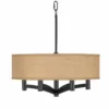 Woven Burlap Ava 6-Light Black Pendant Chandelier