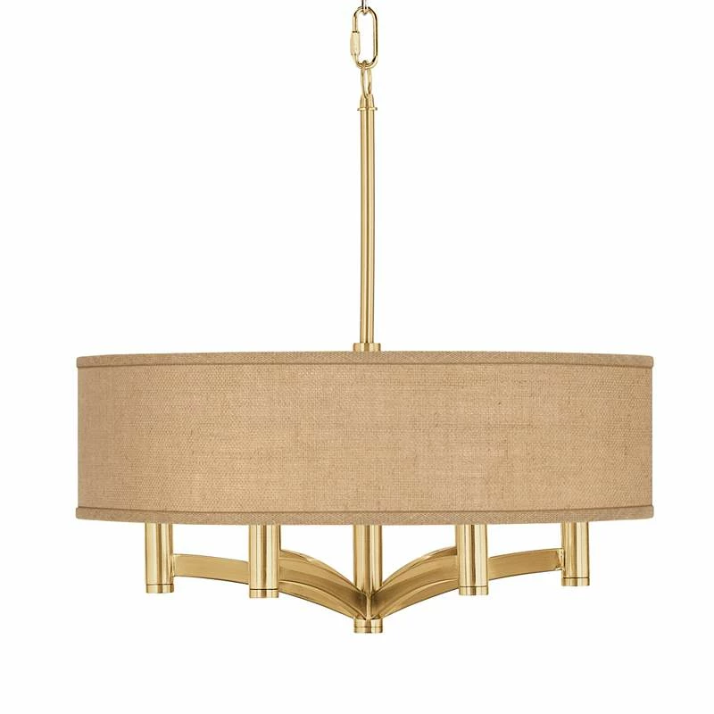 Woven Burlap Ava 6-Light Gold Pendant Chandelier 3 Woven Burlap Ava 6-Light Gold Pendant Chandelier