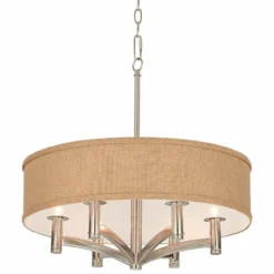 Woven Burlap Ava 6-Light Nickel Pendant Chandelier -Outlet The Radiantix Store woven burlap ava 6 light nickel pendant chandelier 9k797views1