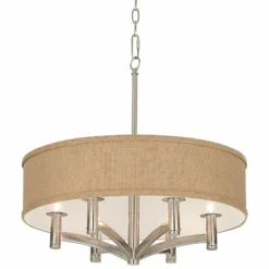 Woven Burlap Ava 6-Light Nickel Pendant Chandelier -Outlet The Radiantix Store woven burlap ava 6 light nickel pendant chandelier 9k797views3