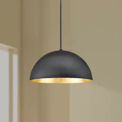 Yolo 18" Wide Dark Bronze And Gold Leaf LED Pendant Light