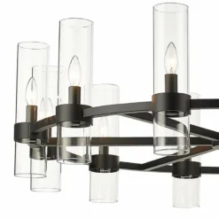 Z-Lite Datus 43.5" Wide 12-Light Matte Black Modern Ring Chandelier -Outlet The Radiantix Store z lite datus 43 5 inch wide 12 light matte black modern ring chandelier 875d4views1